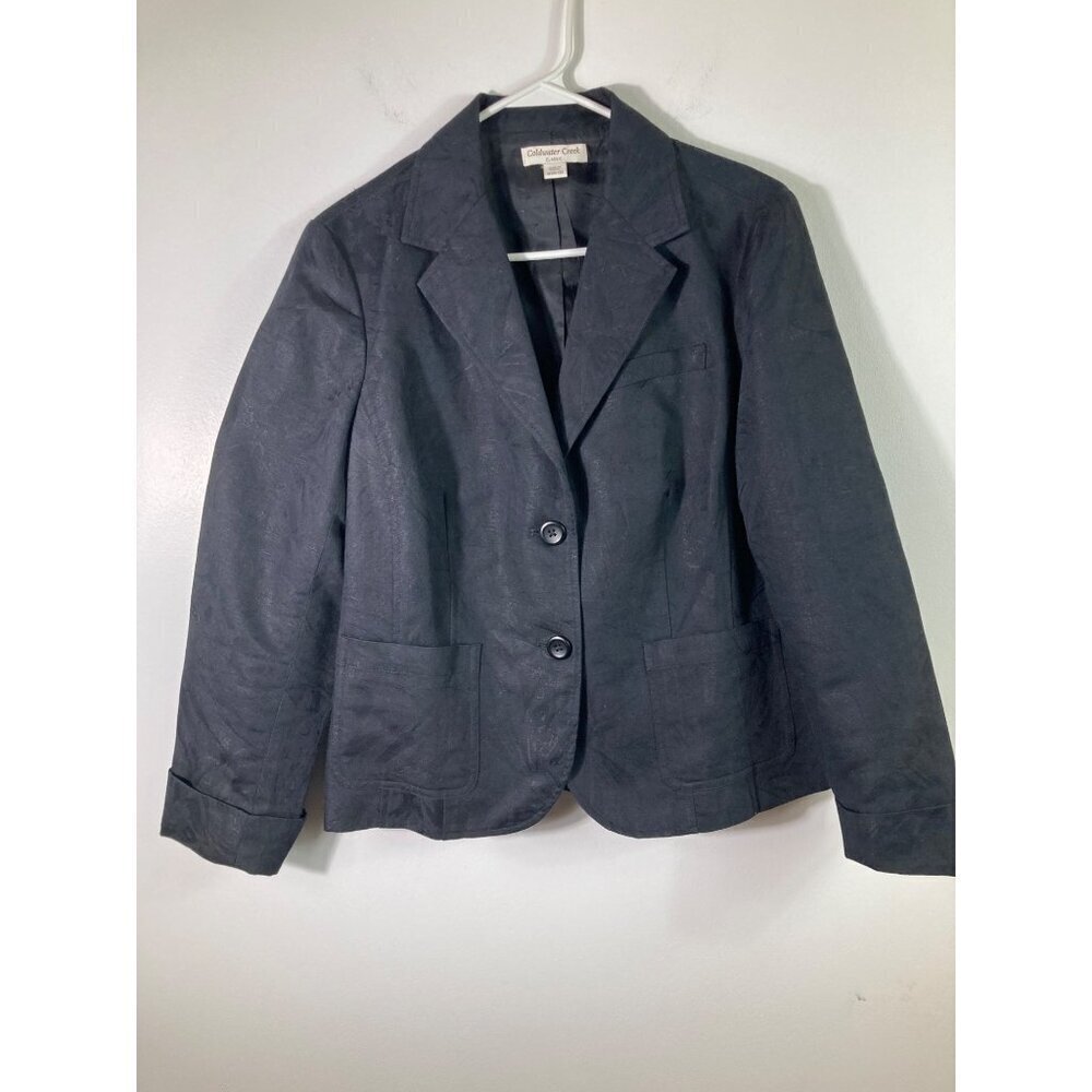 Womens Coldwater‎ Creek Classic Textured Linen Cotton Lined Jacket Black M